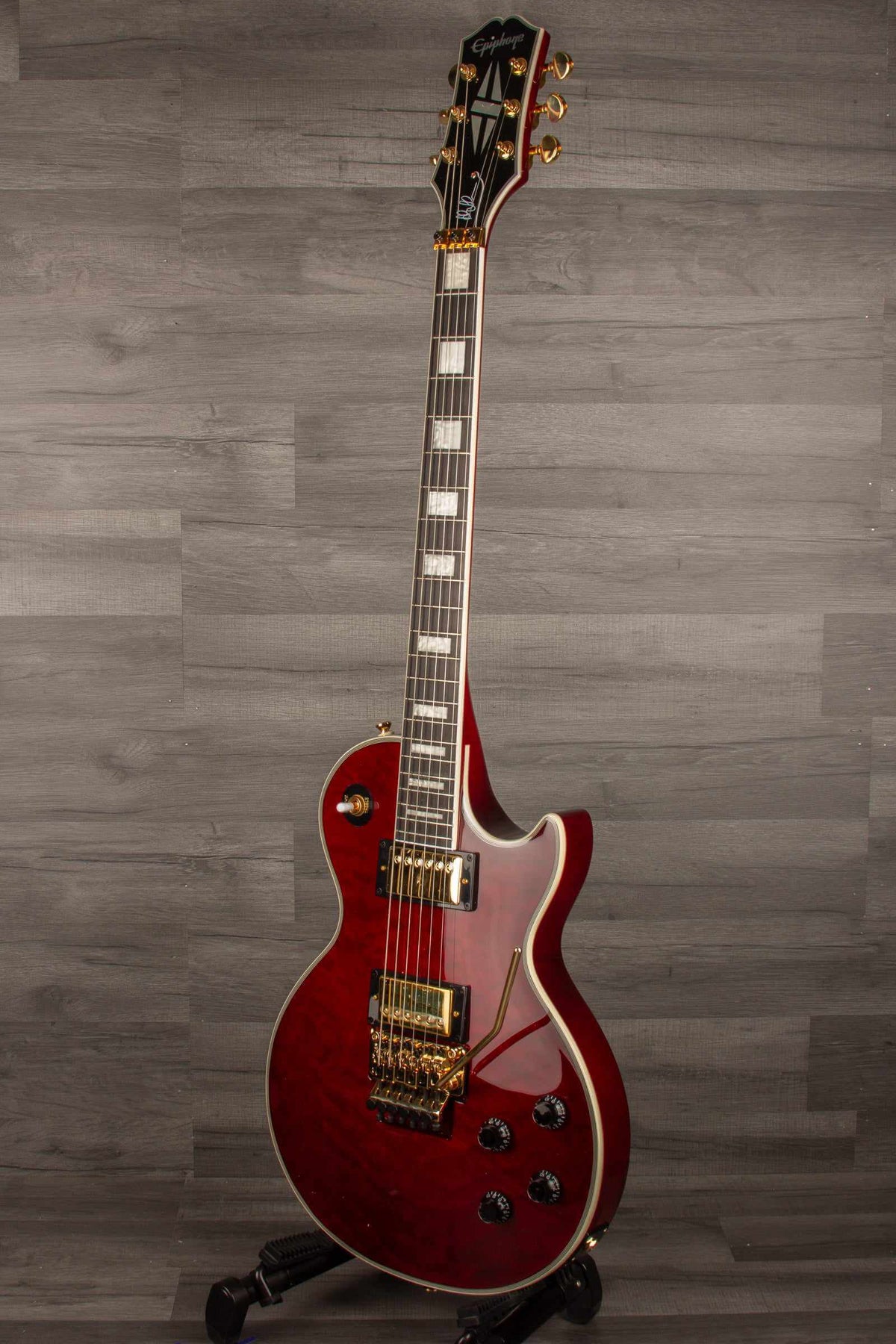 Epiphone Alex Lifeson Les Paul Custom Axcess Quilt Electric Guitar - Ruby (Incl. Hard Case)