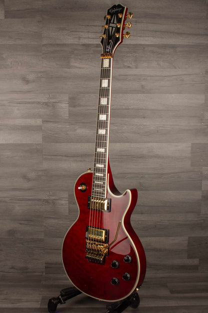 Epiphone Alex Lifeson Les Paul Custom Axcess Quilt Electric Guitar - Ruby (Incl. Hard Case)