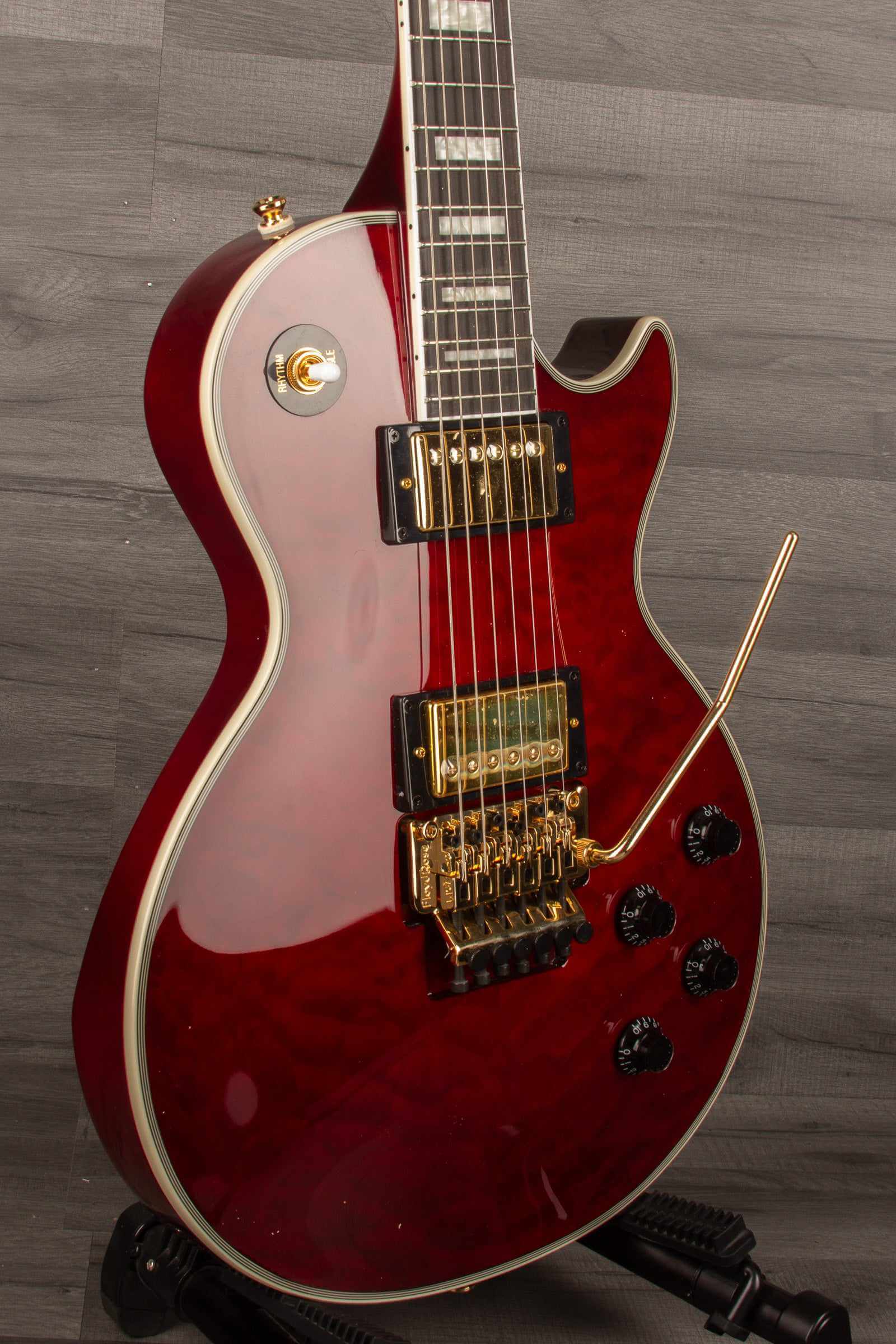 Epiphone Alex Lifeson Les Paul Custom Axcess Quilt Electric Guitar - Ruby (Incl. Hard Case)