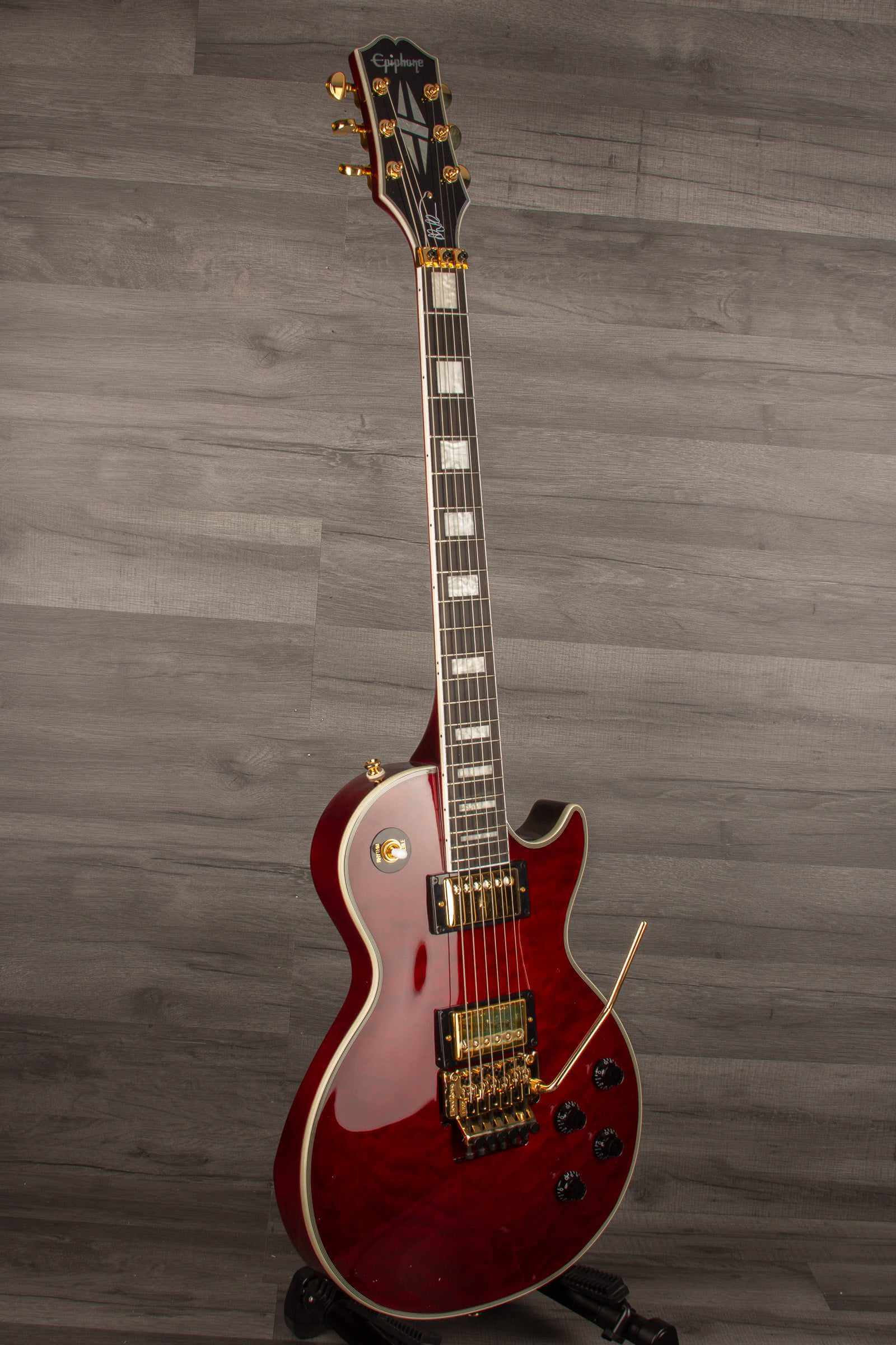 Epiphone Alex Lifeson Les Paul Custom Axcess Quilt Electric Guitar - Ruby (Incl. Hard Case)