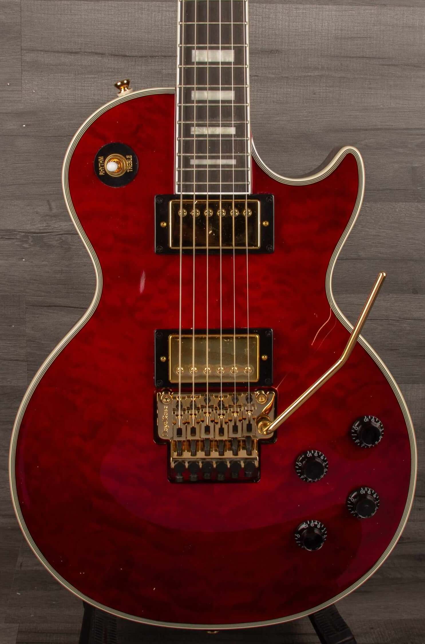 Epiphone Alex Lifeson Les Paul Custom Axcess Quilt Electric Guitar - Ruby (Incl. Hard Case)