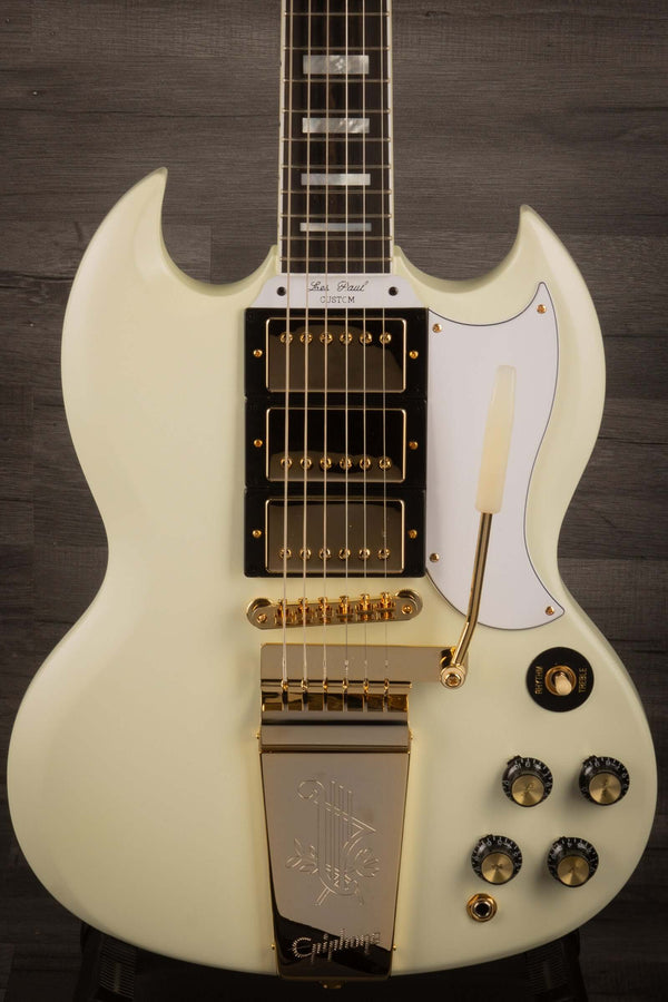 Epiphone 1963 Les Paul SG Custom With Maestro Vibrola Inspired by Gibson Custom, Classic White - inc case - MusicStreet