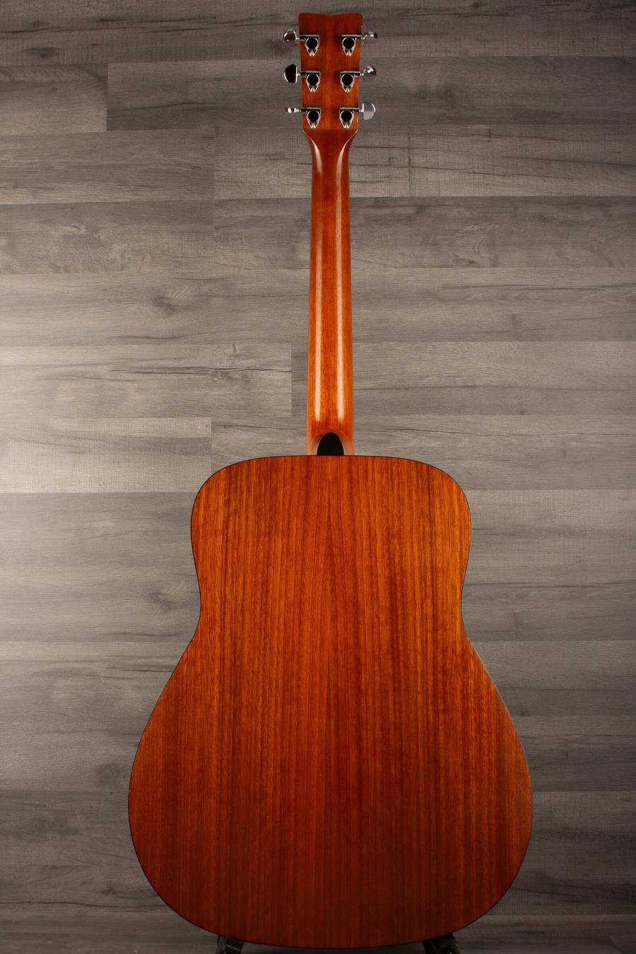 Yamaha - FG700MS guitar back view showing solid Nato body and rosewood neck.