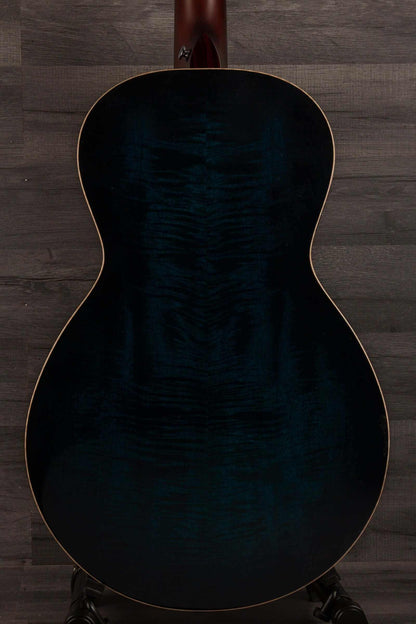 Faith BLUE MOON Series Mercury E Scoop Inc Case back view showcasing unique grain and deep blue coloration.
