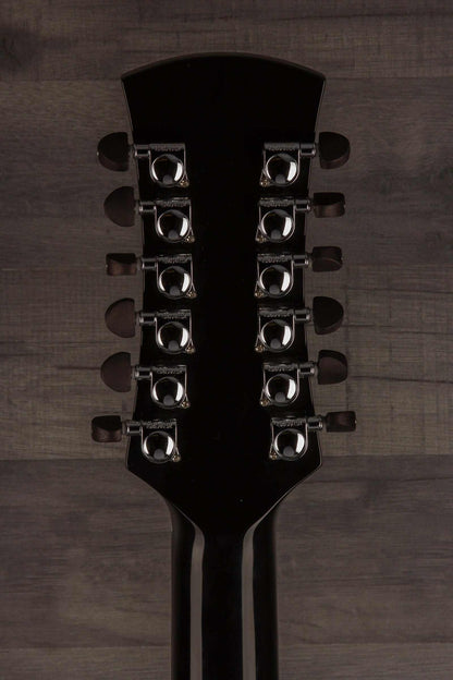 Faith ECLIPSE Series Neptune 12string CE Inc Case guitar headstock showing tuning pegs and sleek design.