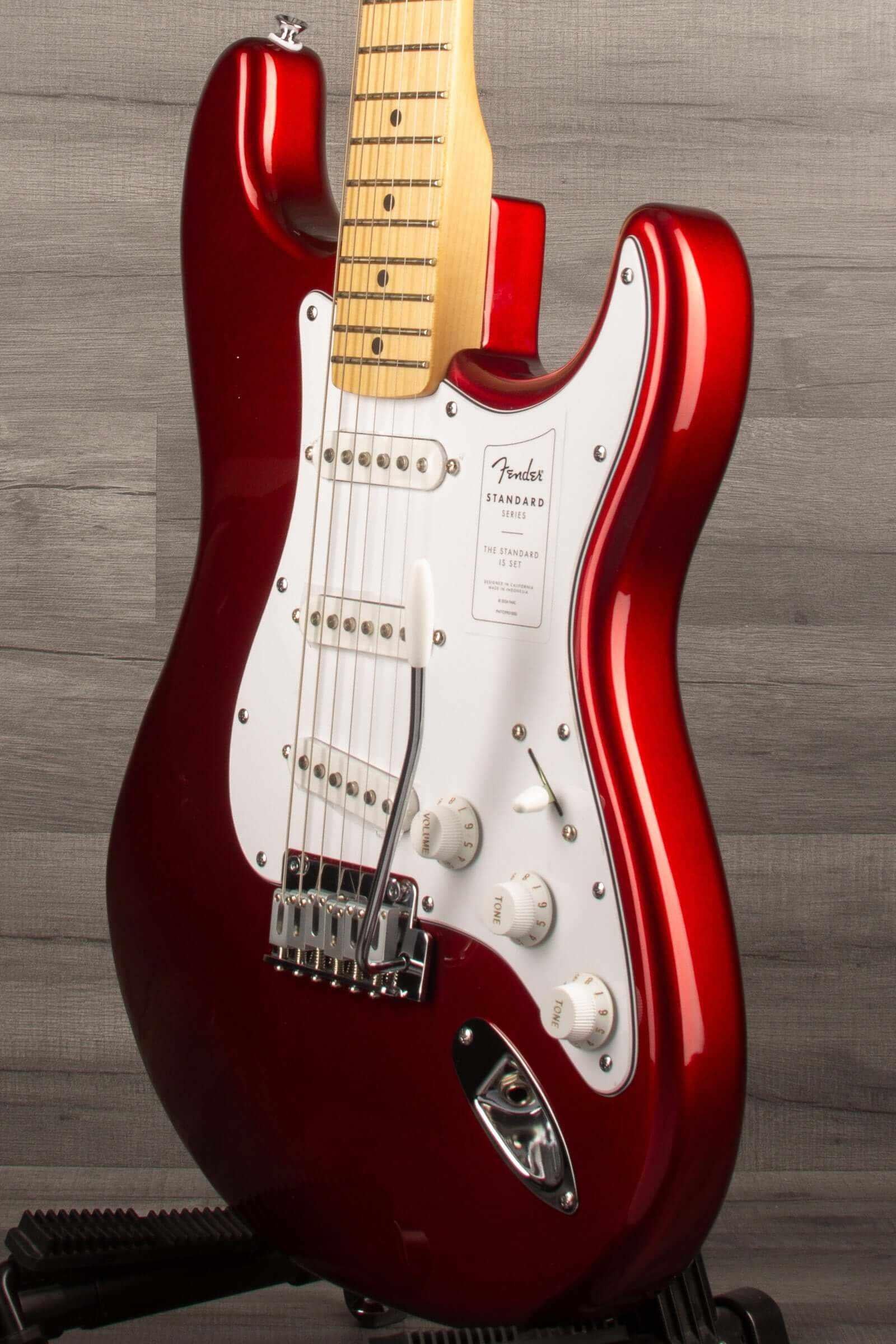 Fender Standard Stratocaster®, Maple Fingerboard, White Pickguard, Candy Cola