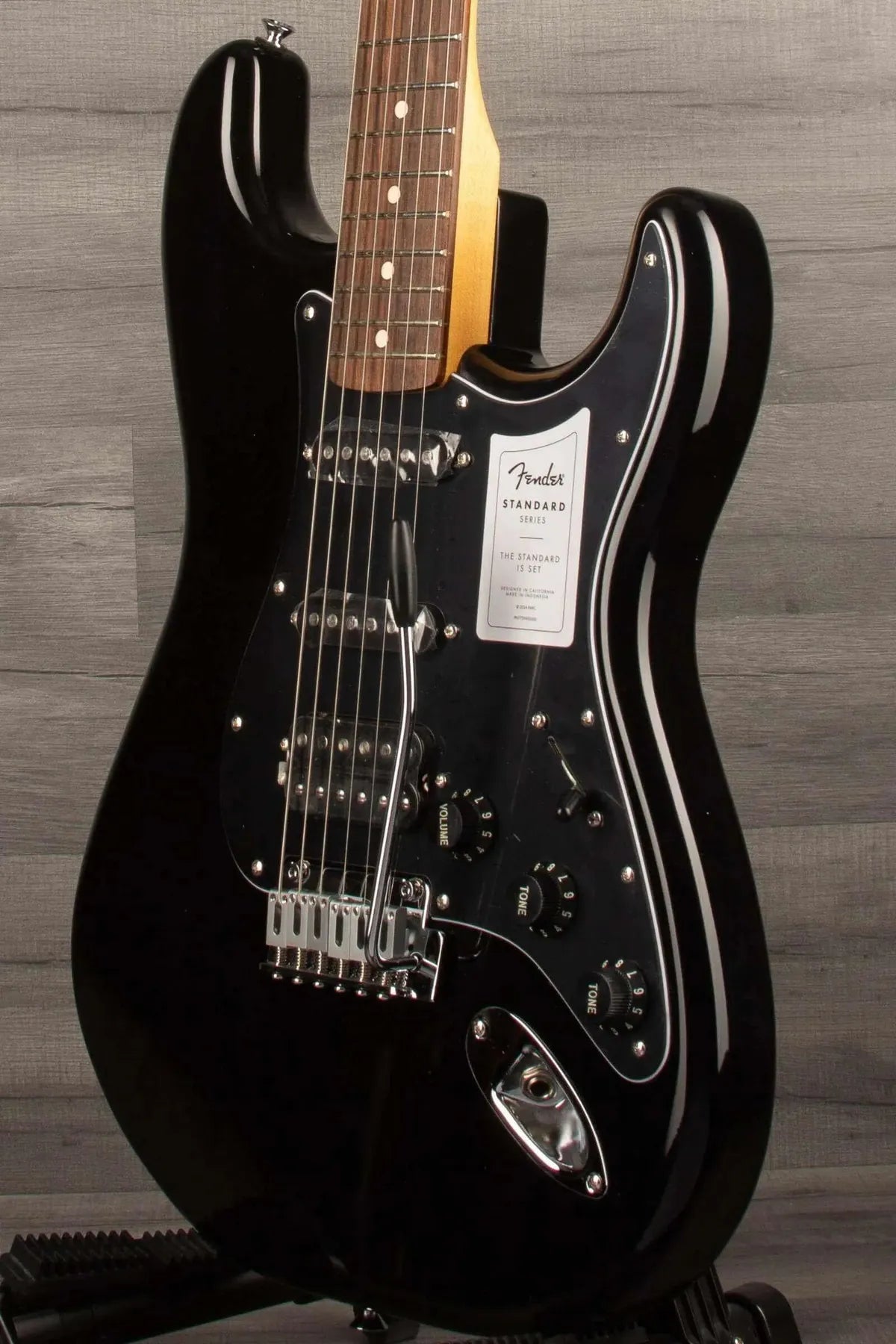 Fender Standard Stratocaster® HSS, Laurel Fingerboard, Black Pickguard, Black - MusicStreet