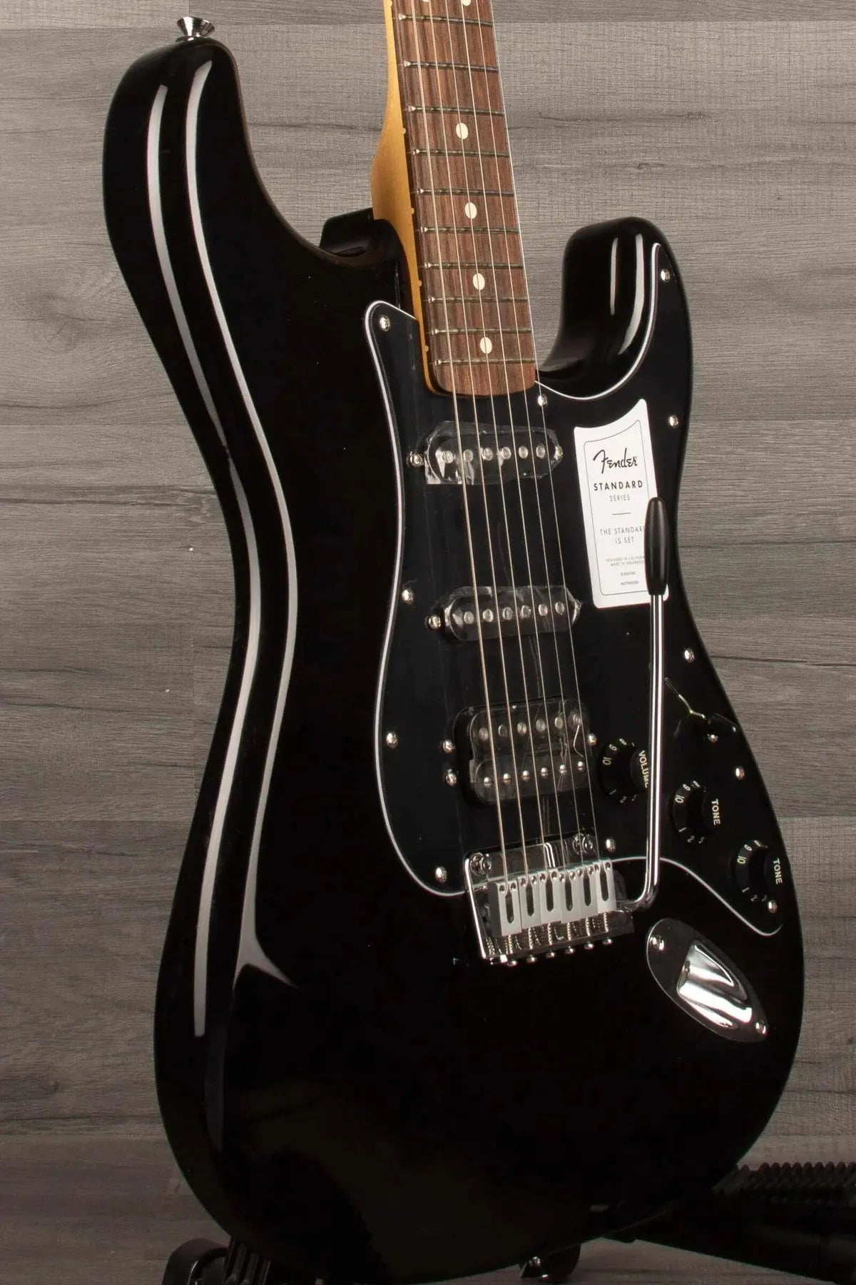 Fender Standard Stratocaster® HSS, Laurel Fingerboard, Black Pickguard, Black - MusicStreet