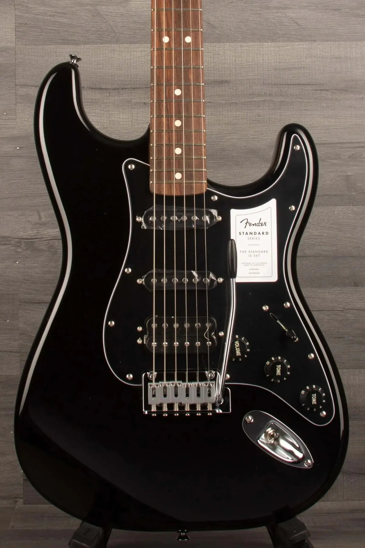 Fender Standard Stratocaster® HSS, Laurel Fingerboard, Black Pickguard, Black - MusicStreet