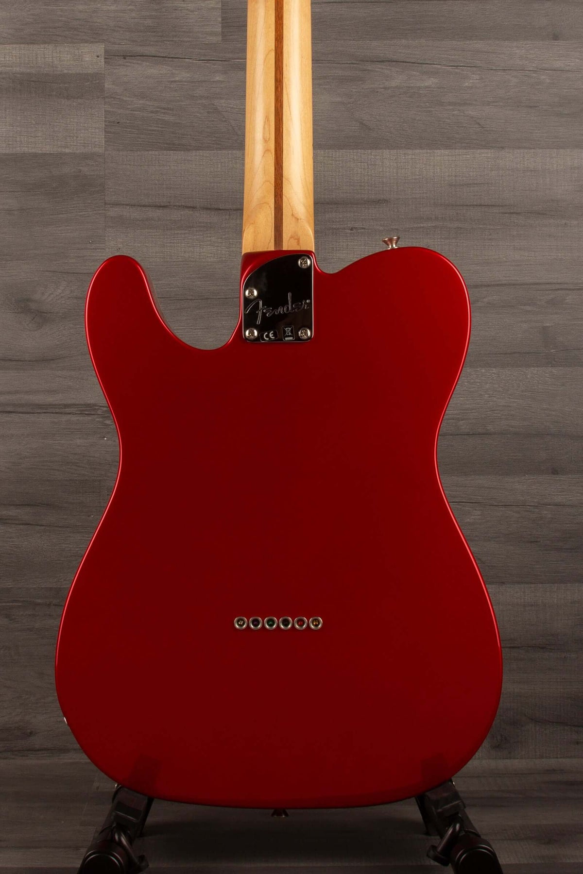 USED - Fender Deluxe Telecaster Thinline, Maple Fingerboard, Candy Apple Red back view with elegant finish.