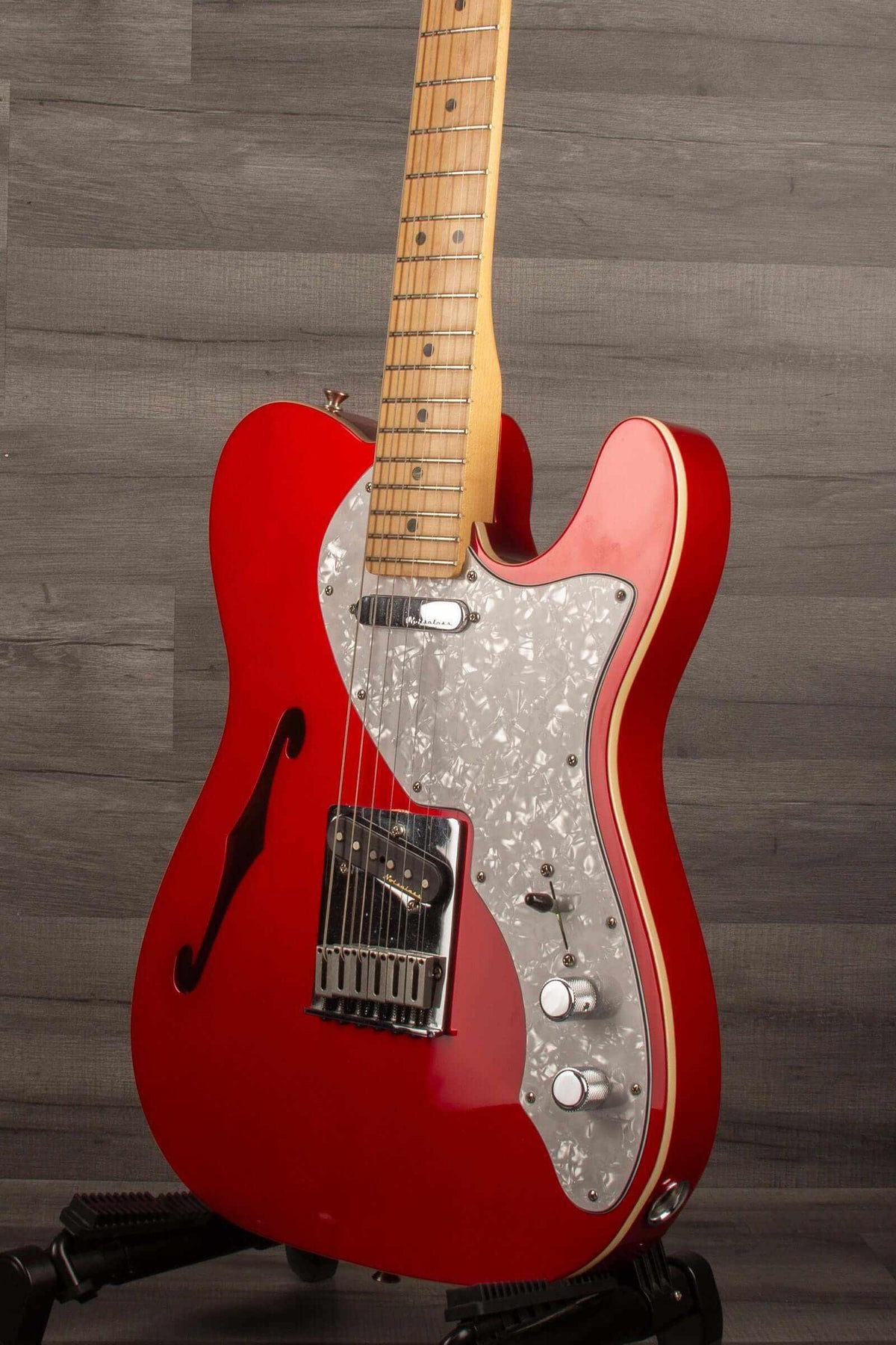USED - Fender Deluxe Telecaster Thinline, Maple Fingerboard, Candy Apple Red guitar with original gig bag.