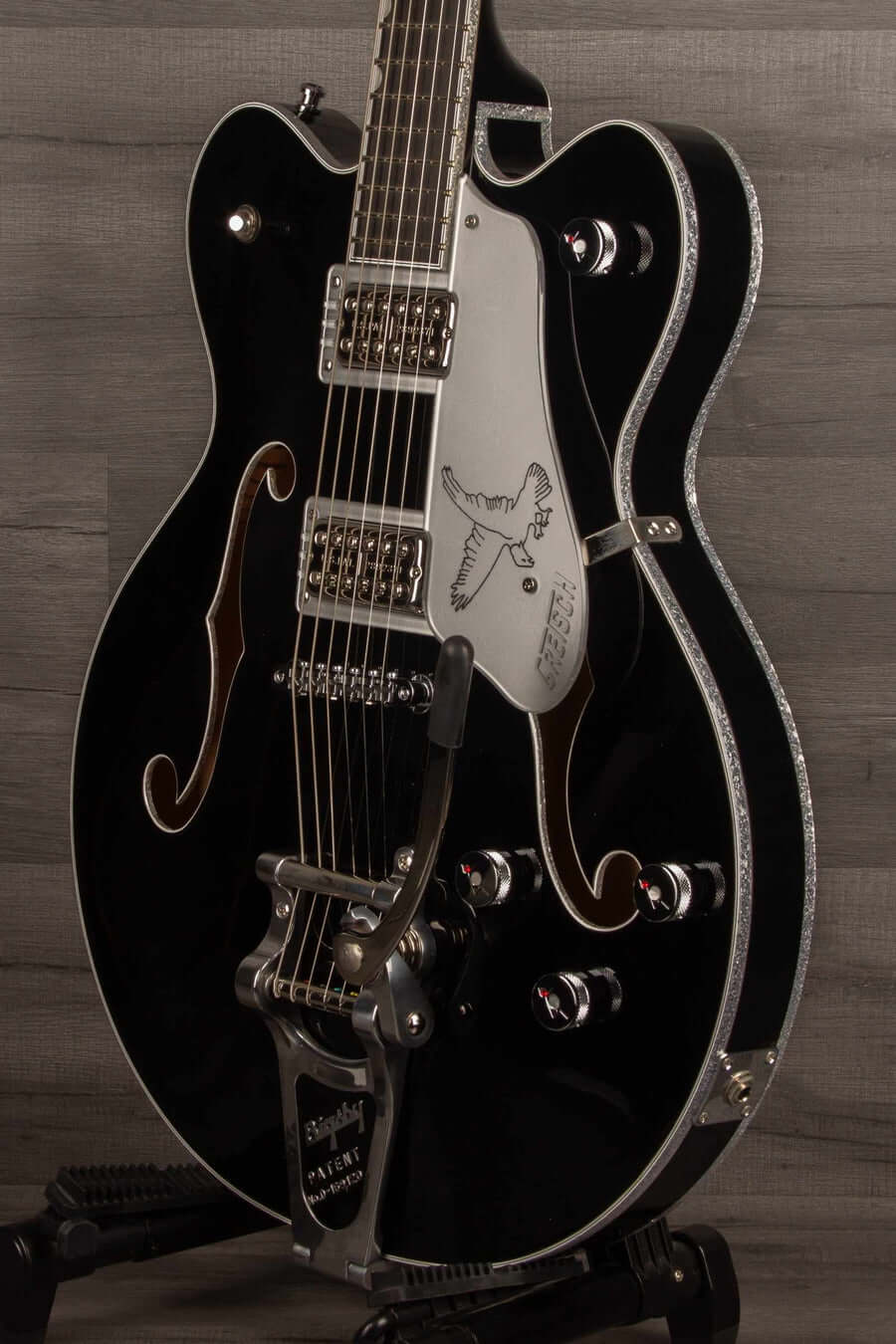 G6636TSL Players Edition Silver Falcon™ Hollow Body Electric Guitar with String-Thru Bigsby® - Black