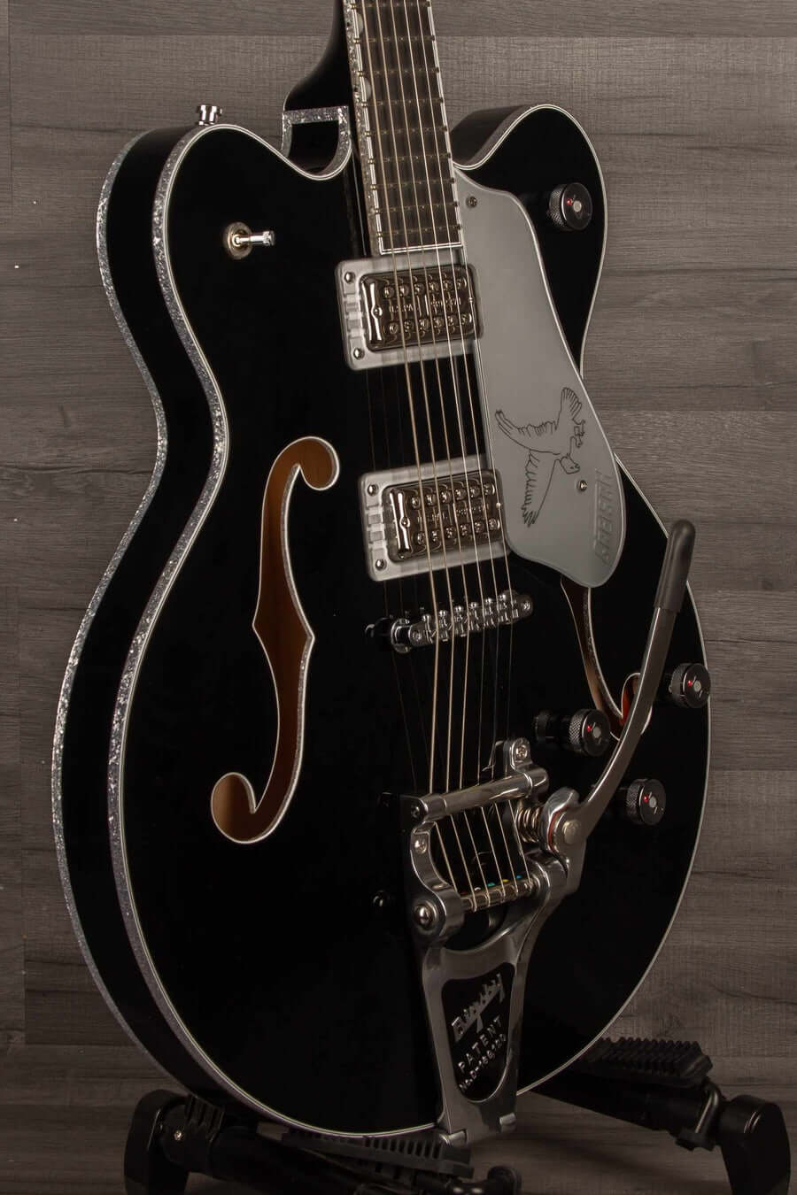 G6636TSL Players Edition Silver Falcon™ Hollow Body Electric Guitar with String-Thru Bigsby® - Black