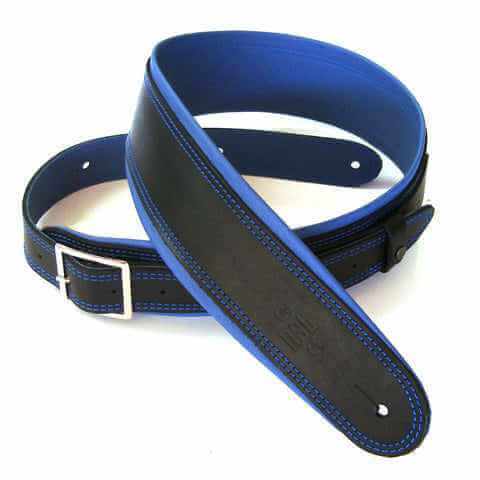 DSL GEB25-15-8 2.5″ Rolled Edge Buckle Black/Blue - Guitar Strap