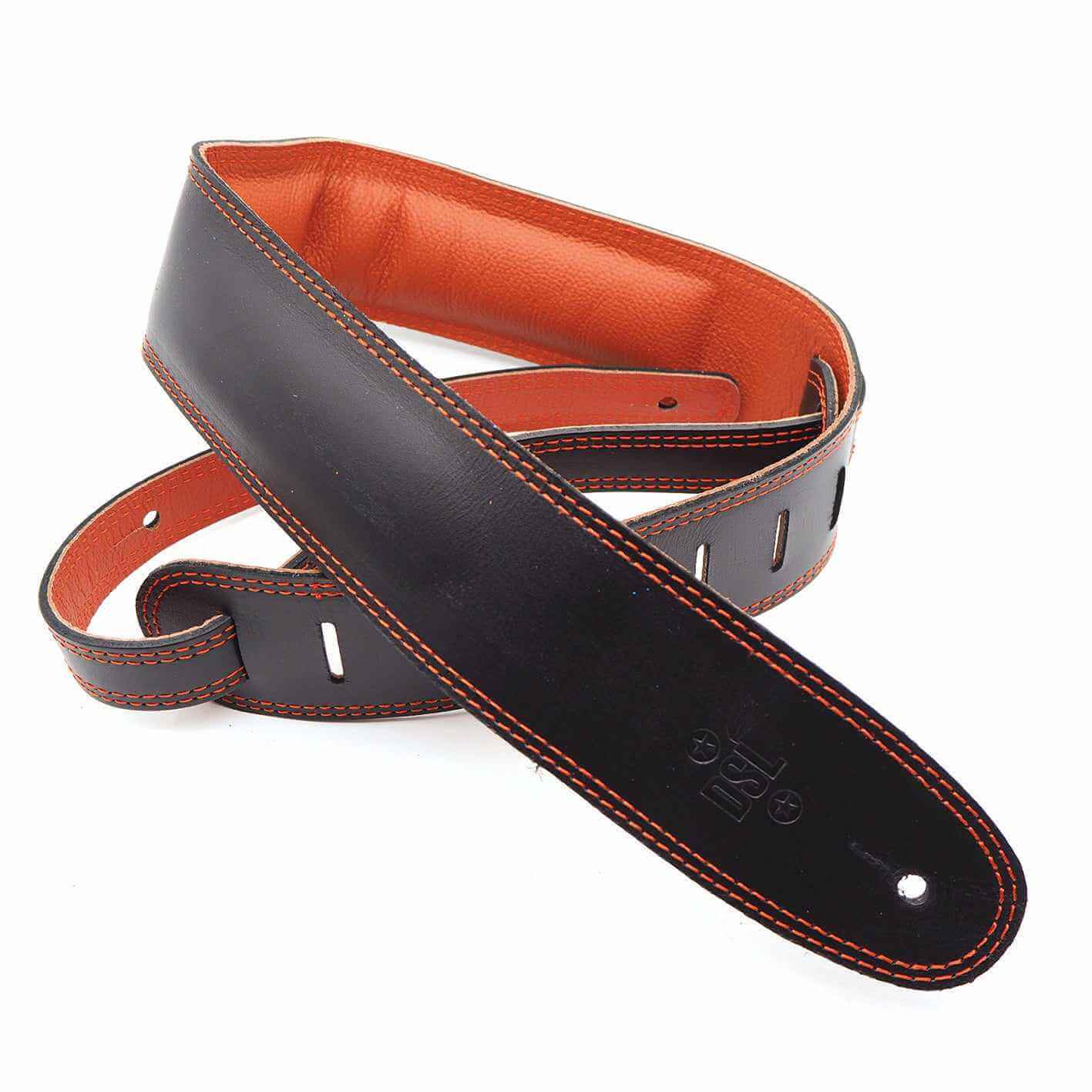 DSL GEG 25-15-5 2.5″ Rolled Edge Black/Orange - Guitar Strap