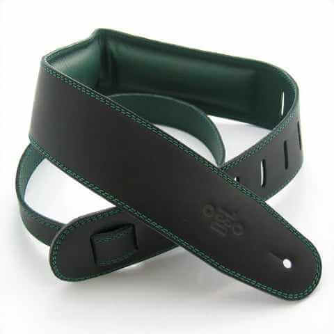 Dsl Garment Leather 2.5" Guitar Strap With Foam Padding (Black/Green)