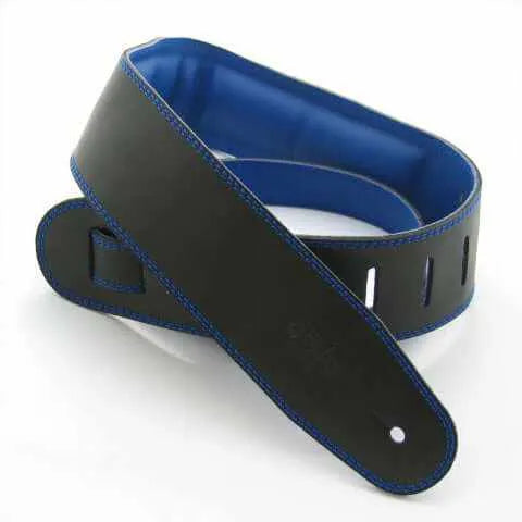 DSL Garment Leather Black with Blue - Guitar Strap