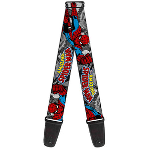 Buckle Down Amazing Spiderman Guitar Strap for Ultimate Style and Comfort - Set Up by MusicStreet