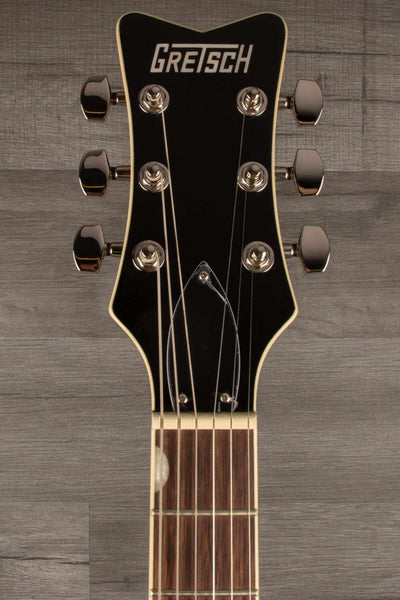 Gretsch Electromatic® CVT Double-Cut with Wraparound, Laurel Fingerboard, Vintage White guitar headstock detail.