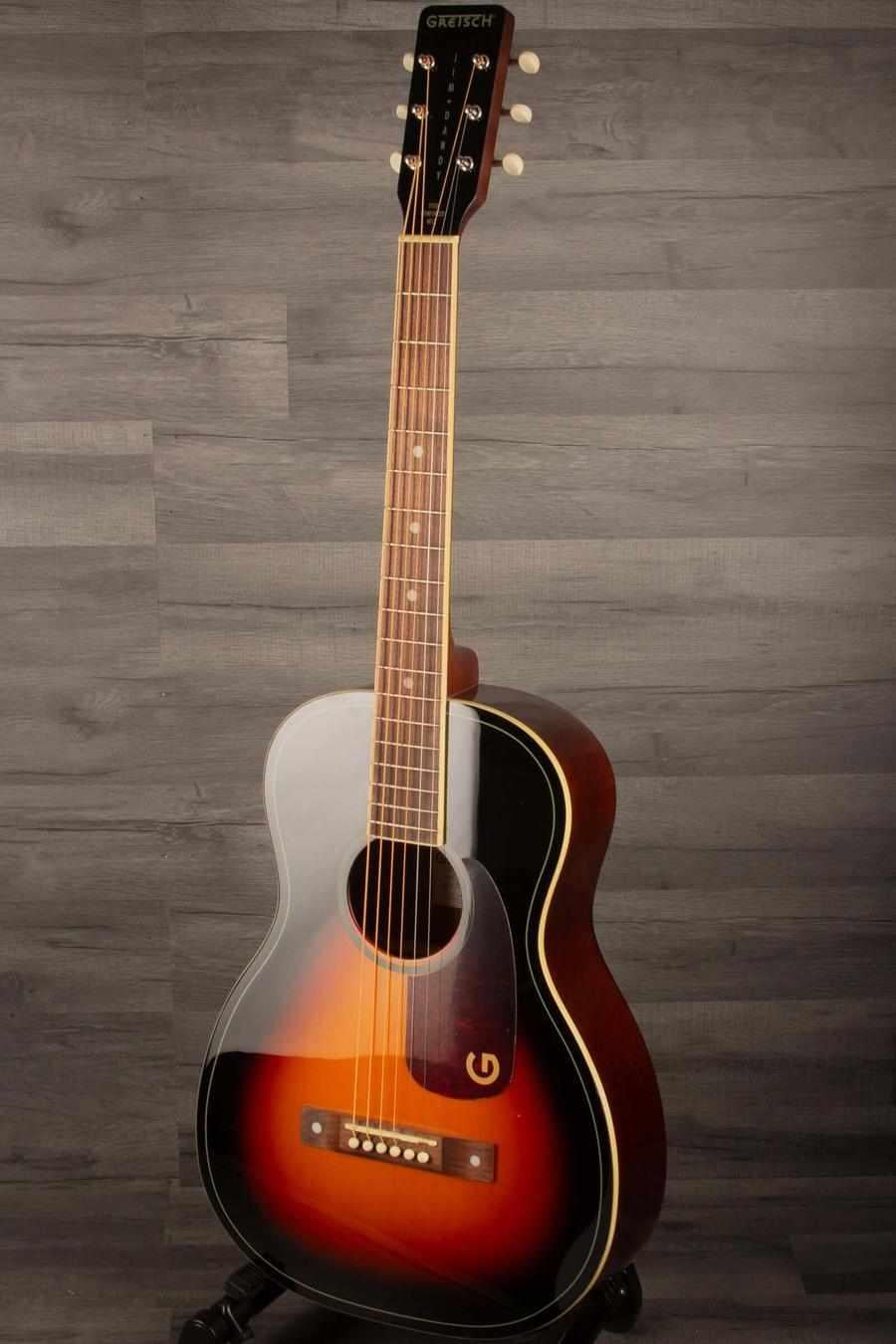 Gretsch  Jim Dandy™ Parlor, Walnut Fingerboard, Black Pickguard, Deep Cherry Burst - MusicStreet
