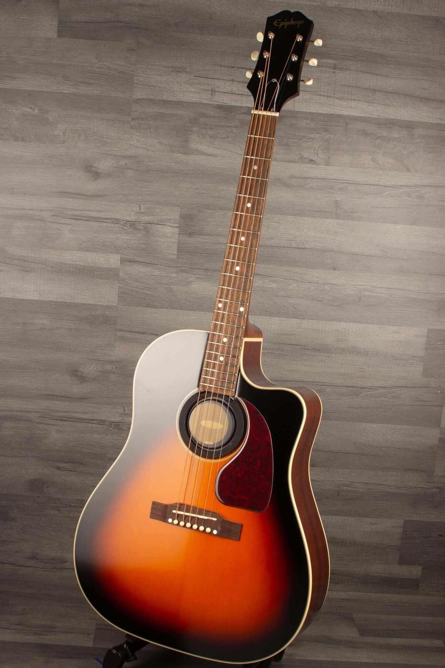 Epiphone Inspired by Gibson J-45 EC in Aged Vintage Sunburst Gloss - MusicStreet