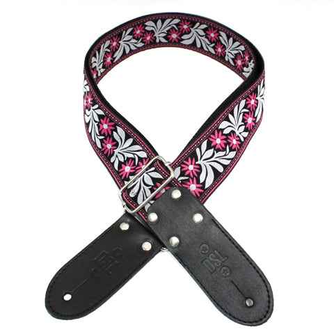 DSL JAC20 - Jacquard Strap Flower Fuschia