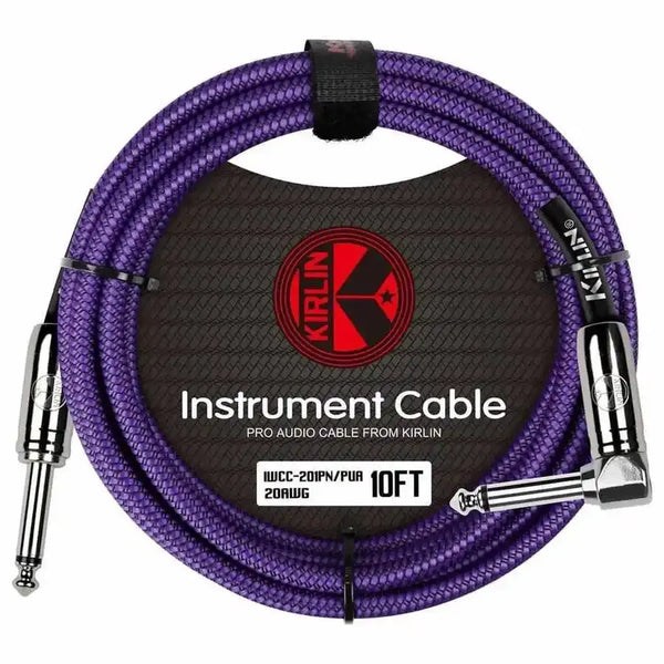 KIRLIN FABRIC 10' STRAIGHT - Angled PURPLE 10 Ft cable - MusicStreet