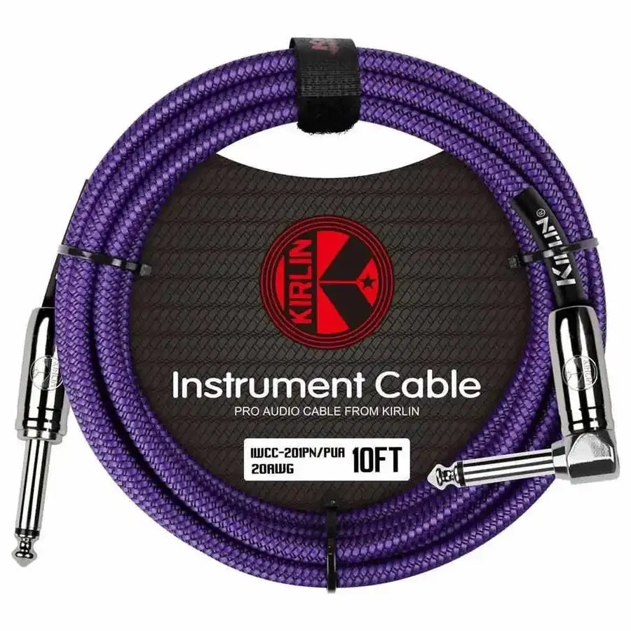 KIRLIN FABRIC 10' STRAIGHT - Angled PURPLE 10 Ft cable - MusicStreet