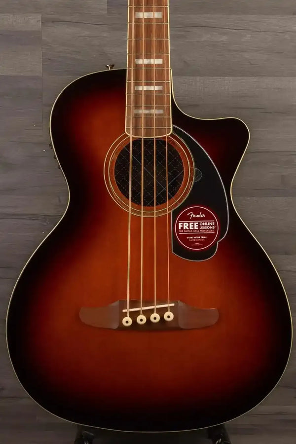 Fender Kingman™ Bass, Walnut Fingerboard, Black Pickguard, Shaded Edge Burst guitar showcasing deep hues and elegant design.
