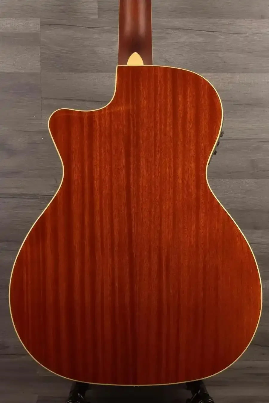 Fender Kingman™ Bass, Walnut Fingerboard, Black Pickguard, Shaded Edge Burst back view showcasing rich wood grain.