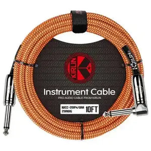 KIRLIN 10 ft Angled Orange Cable - High-Quality Fabric Design for Superior Durability - Set Up by MusicStreet