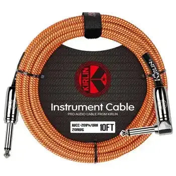 KIRLIN FABRIC 10' STRAIGHT - ANGLED ORANGE 10 Ft cable - MusicStreet