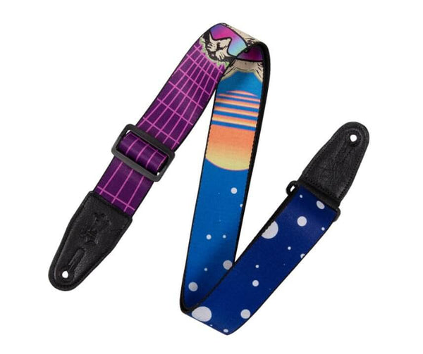 Levy's Graphic Waves Polyester Guitar Strap - Cyber Cat - MusicStreet