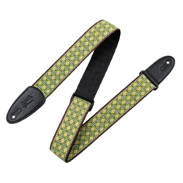 Levy's Hootenanny guitar strap green featuring jacquard pattern and durable comfort.