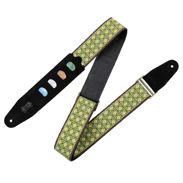 Levy's Original Hootenanny Series Guitar Strap - Green (with pick holder) - MusicStreet