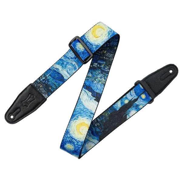 Levy's Masterpiece Series guitar strap featuring Van Gogh's artwork, the Great Wave guitar strap design.