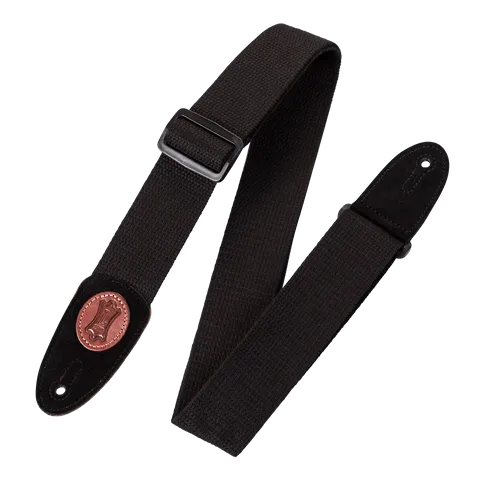 Levy's Signature Cotton w Suede Ends Extra Long - Black - Guitar Strap