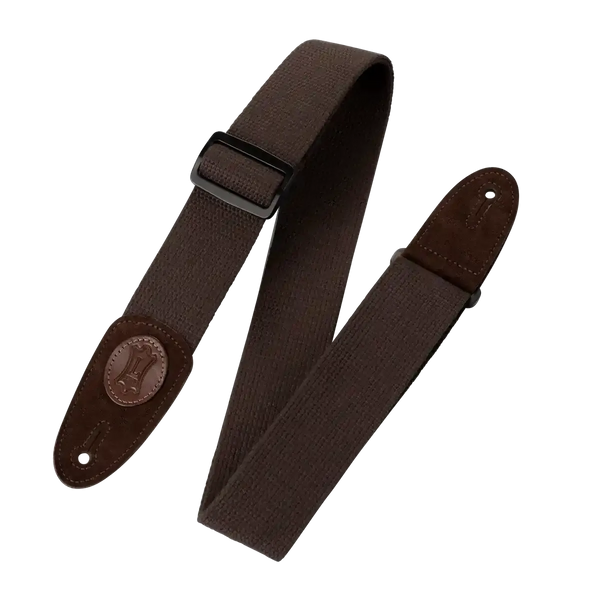 Levy's Signature Cotton w Suede Ends Extra Long Guitar Strap - Brown