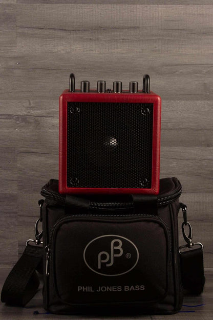 USED - PJB Nano X-4 Red 35W 1x4 inch Combo Amp for Bass and E-Drums with gig bag, lightweight and portable.