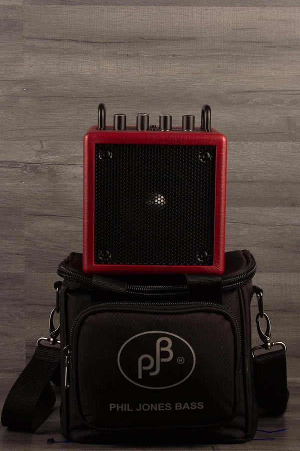 USED - PJB Nano X-4 Red 35W 1x4 inch Combo Amp for Bass and E-Drums with gig bag, lightweight and portable.