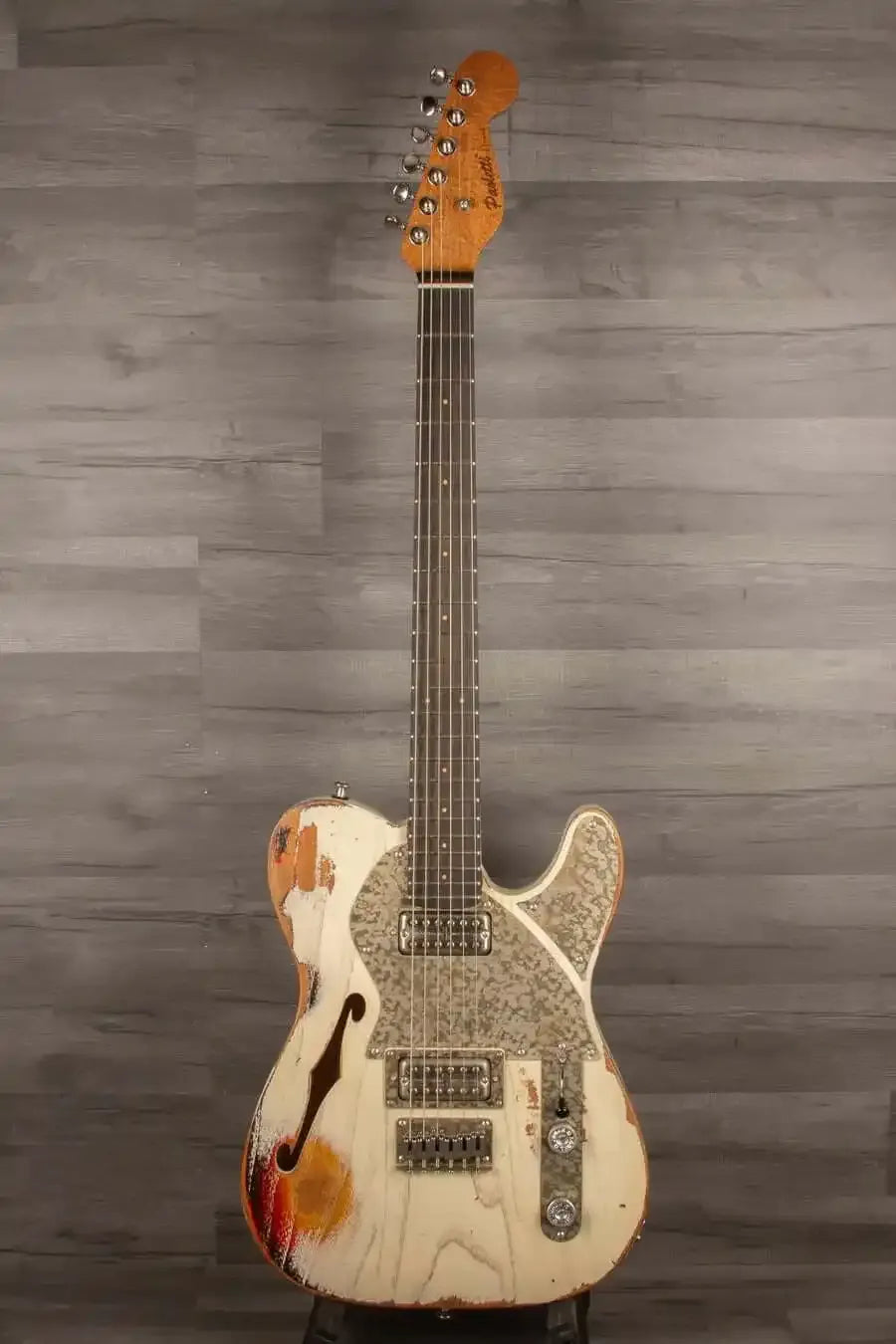 Paoletti Lounge Series Nancy Electric Guitar, Heavy Relic White over Sunburst s#202823