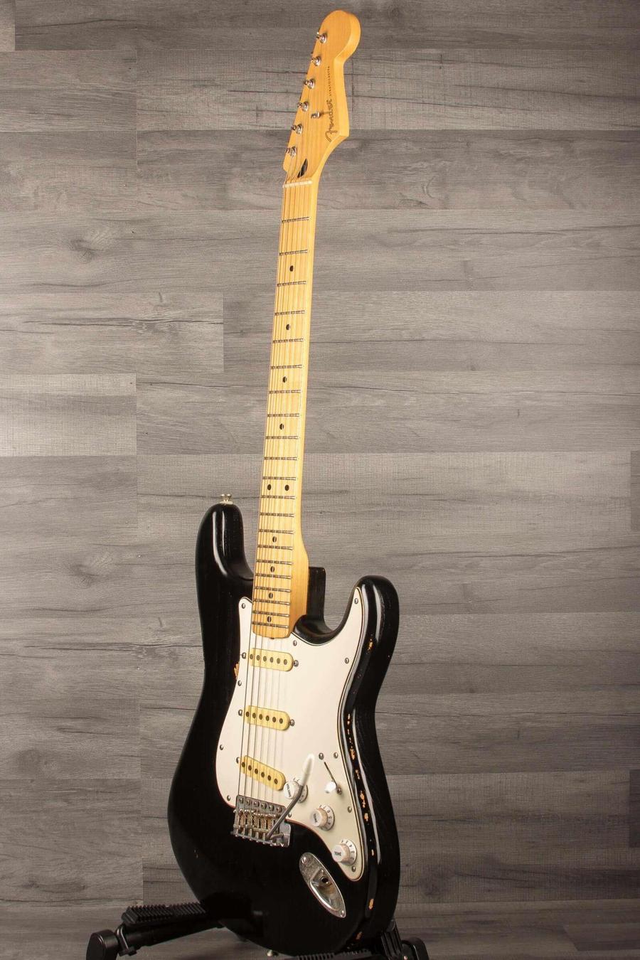 USED - Road Worn Partscaster Stratocaster Black with light ash body and custom features in great condition.