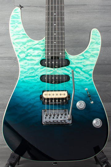 Charvel Pro-Mod Plus Dinky DK24 HSS 2PT EB QM with Ebony Fingerboard - Blue Curaçao