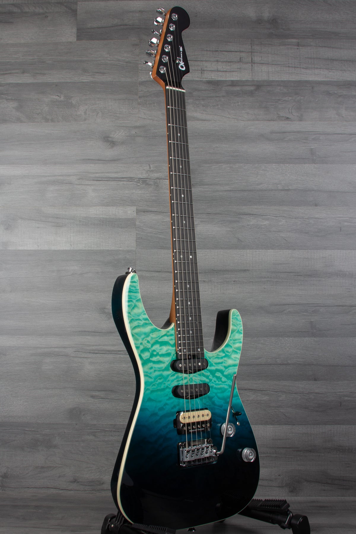 Charvel Pro-Mod Plus Dinky DK24 HSS 2PT EB QM with Ebony Fingerboard - Blue Curaçao