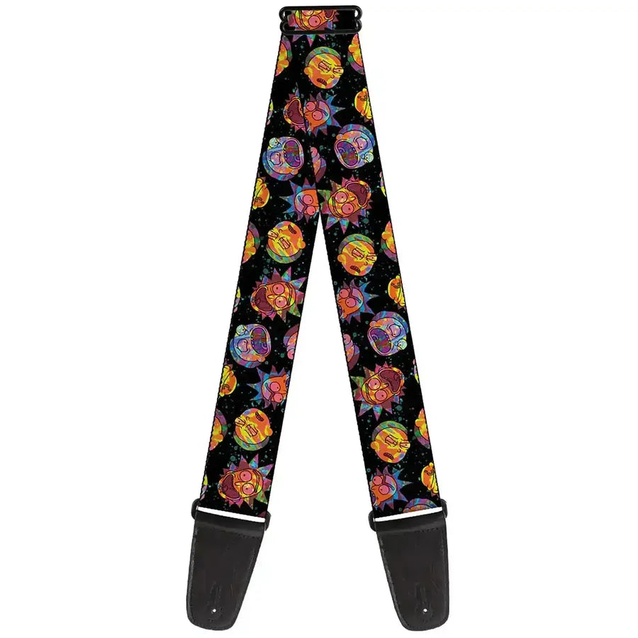 Buckle Down Rick and Morty Vaporwave Expressions Guitar Strap