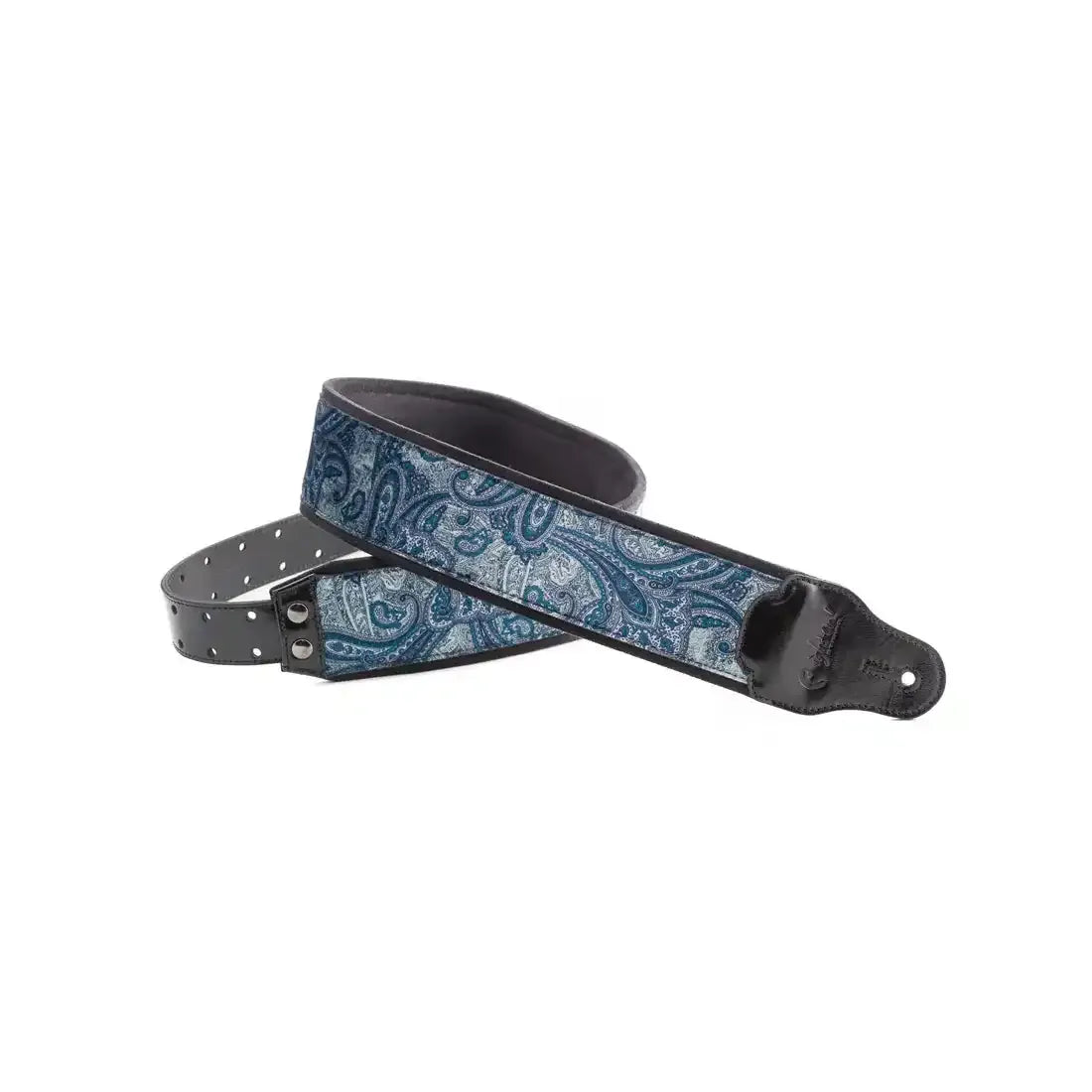 Paisley Velvet-70 Blue Wide Guitar Strap. - MusicStreet
