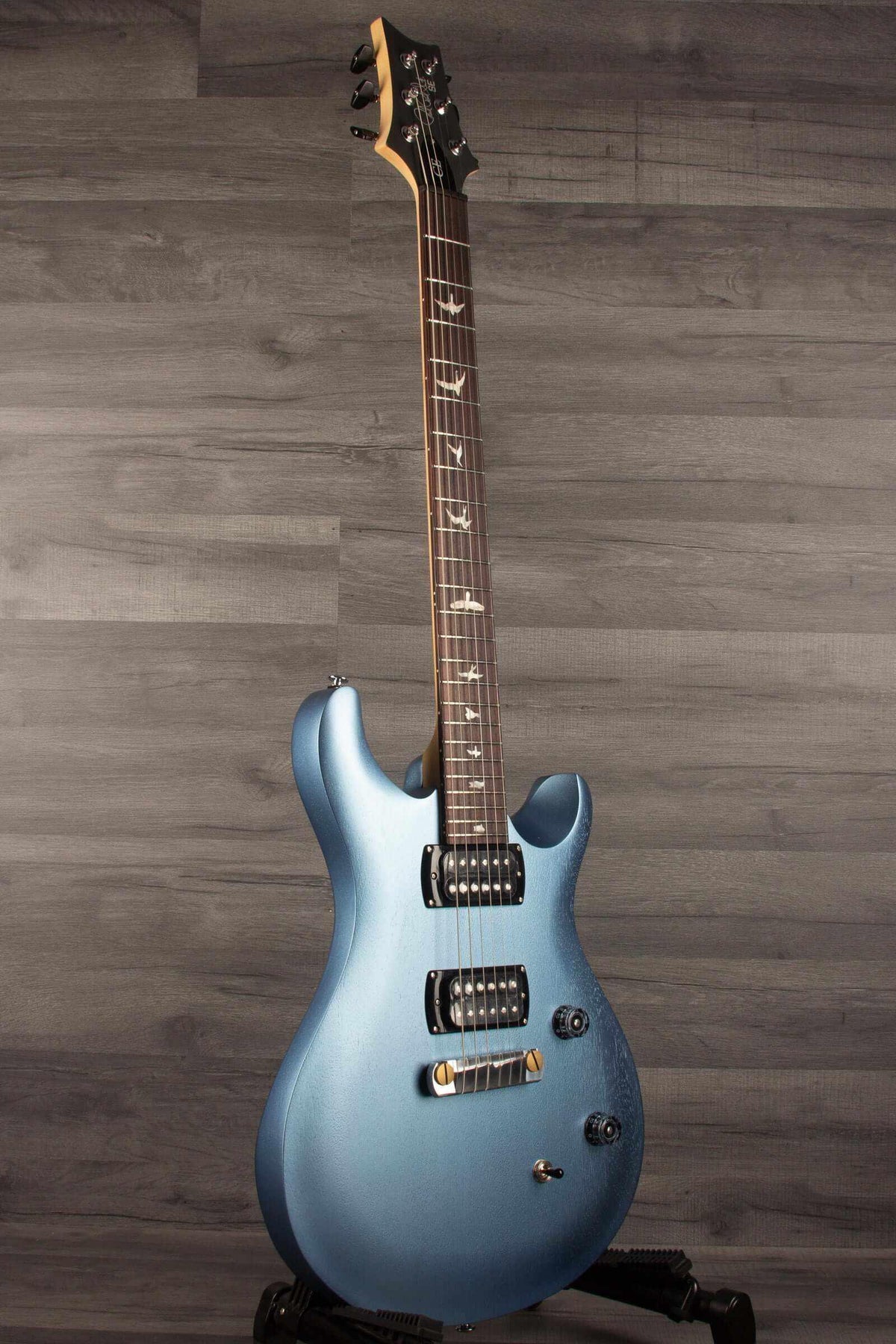 PRS SE CE24 Standard Stoptail - Ice blue metallic guitar with a satin finish and sleek body design.