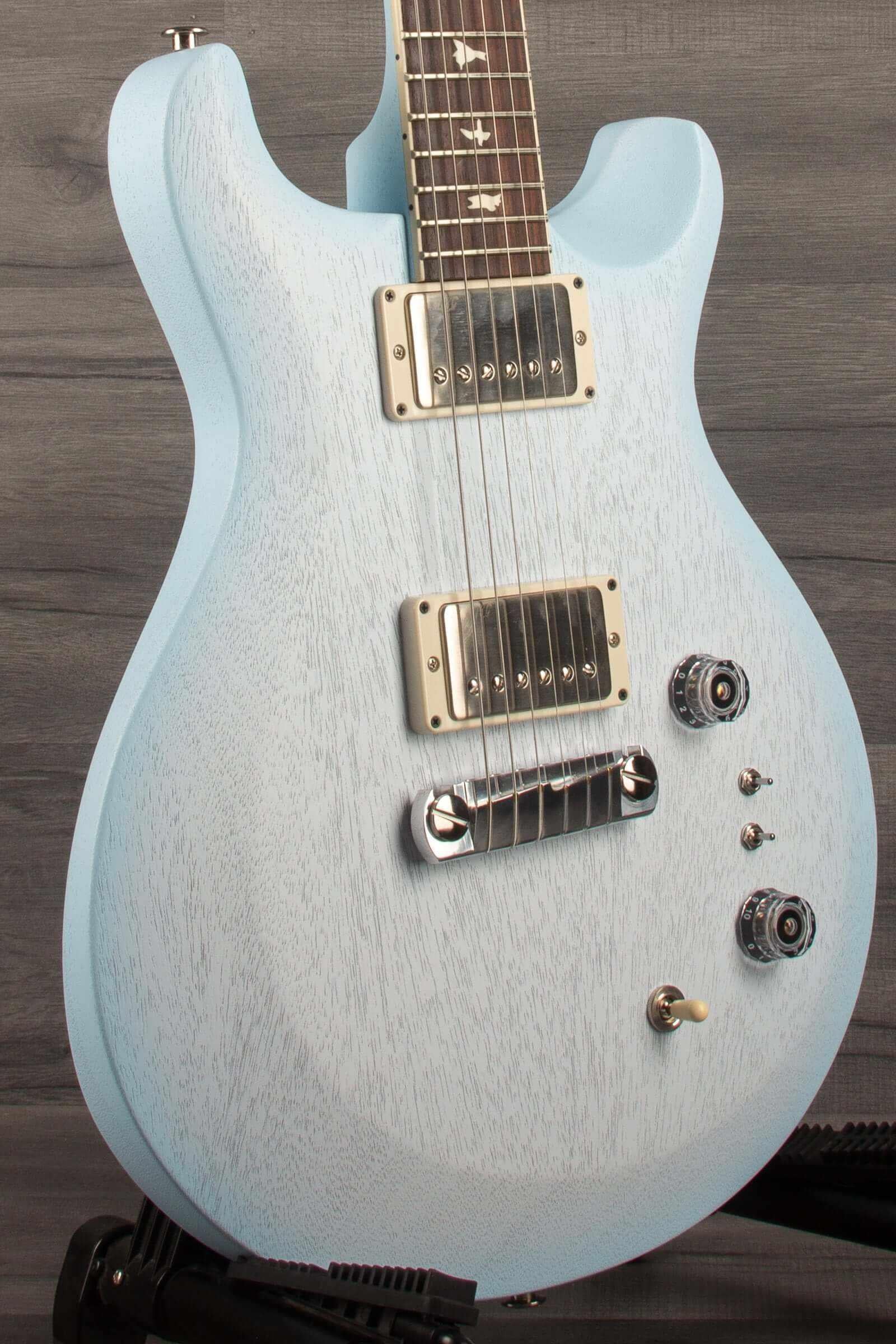 PRS - S2 Mira 594 Satin Cloudburst electric guitar body in light blue finish with humbuckers.