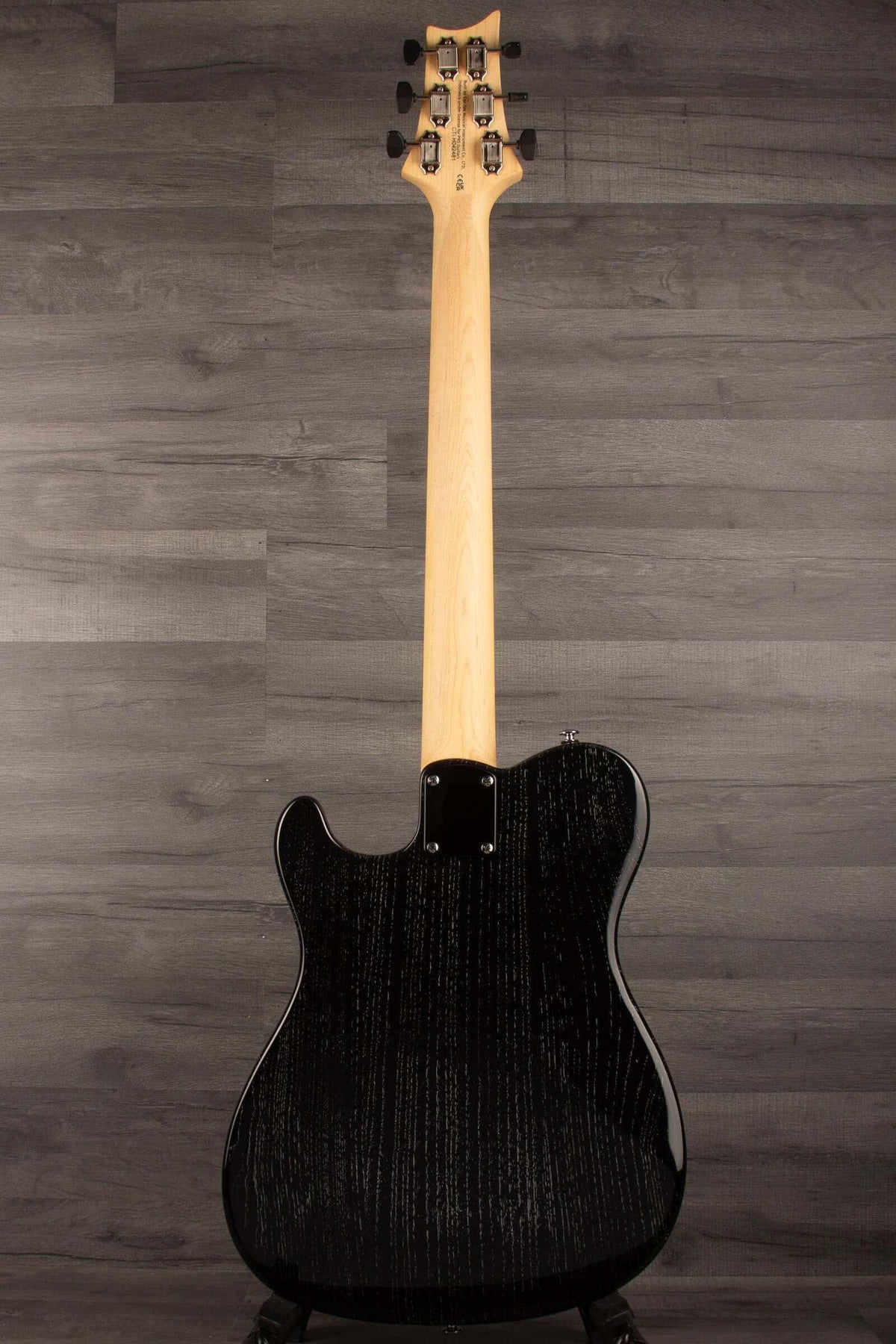 PRS SE NF53 Electric Guitar, Black Doghair Finish - Back view showcasing unique grain and sleek design.