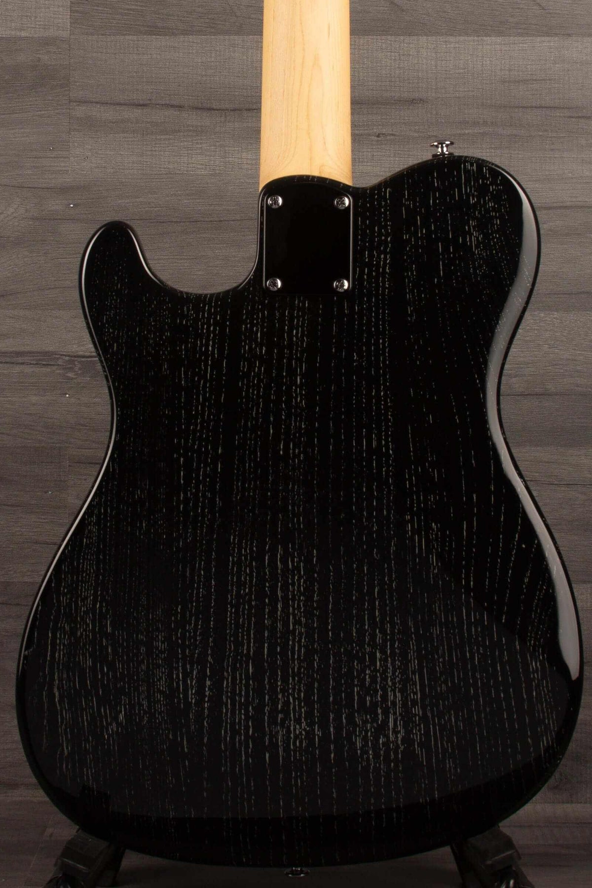 PRS SE NF53 Electric Guitar, Black Doghair Finish back view showcasing wood grain design.